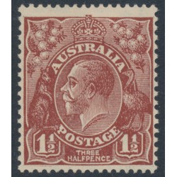 AUSTRALIA - 1936 1½d red-brown KGV Head, CofA watermark, MH – ACSC # 94