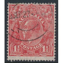 AUSTRALIA - 1926 1½d red KGV, SM watermark, p.14¼:14, translucent paper, used – ACSC # 91Baa