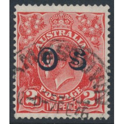 AUSTRALIA - 1932 2d red KGV Head, CofA watermark, misplaced OS overprint, used – ACSC # 103A(OS)