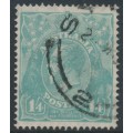 AUSTRALIA - 1927 1/4 turquoise-blue KGV, SM watermark, perf. 14¼:14, used – ACSC # 129B