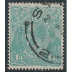 AUSTRALIA - 1927 1/4 turquoise-blue KGV, SM watermark, perf. 14¼:14, used – ACSC # 129B