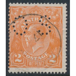 AUSTRALIA - 1920 2d orange KGV, inverted watermark, perf. OS, used – ACSC # 95Ea+ba