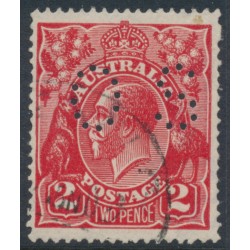 AUSTRALIA - 1922 2d red KGV, inverted single watermark, perf. OS, used – ACSC # 95Ca + b