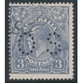 AUSTRALIA - 1926 3d blue KGV, inverted SM watermark, p.14¼:14, perf. OS, used – ACSC # 106Caa