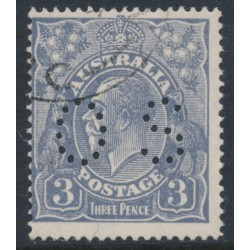 AUSTRALIA - 1926 3d blue KGV, inverted SM watermark, p.14¼:14, perf. OS, used – ACSC # 106Caa