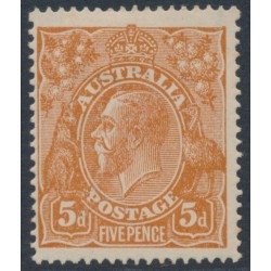 AUSTRALIA - 1917 5d chestnut KGV, comb perf., single watermark, MH – ACSC # 123A