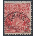 AUSTRALIA - 1932 2d red KGV Head, CofA watermark, 'dry ink', VG perfin, used – ACSC # 103A