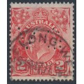 AUSTRALIA - 1932 2d red KGV, CofA watermark, 'dry ink', VG perfin, used – ACSC # 103A