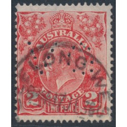 AUSTRALIA - 1932 2d red KGV Head, CofA watermark, 'dry ink', VG perfin, used – ACSC # 103A