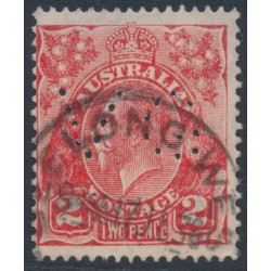 AUSTRALIA - 1932 2d red KGV, CofA watermark, 'dry ink', VG perfin, used – ACSC # 103A