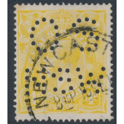 AUSTRALIA - 1916 4d pale lemon-yellow KGV, perf. OS NSW, used – ACSC # 110Cb