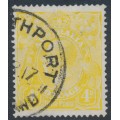 AUSTRALIA - 1916 4d lime-yellow KGV Head, single watermark, used – ACSC # 110D