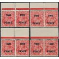 AUSTRALIA - 1930 TWO PENCE on 1½d red KGV, plate dot pairs, MH – ACSC # 101(1-4)z