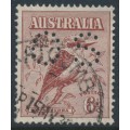 AUSTRALIA - 1933 6d brown Kookaburra, perforated OS, used – SG # 146