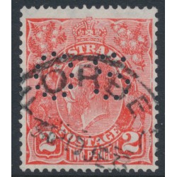 AUSTRALIA - 1933 2d red KGV Head, CofA watermark, perf. OS, used – ACSC # 103B
