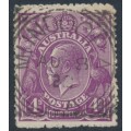 AUSTRALIA - 1921 4d violet KGV Head, single watermark, used – ACSC # 111A