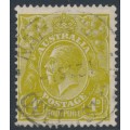 AUSTRALIA - 1929 4d olive KGV, SM watermark, perf. 13½:12½, used – ACSC # 116A