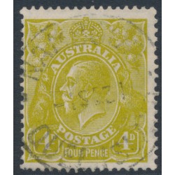 AUSTRALIA - 1929 4d olive KGV Head, SM watermark, perf. 13½:12½, used – ACSC # 116A