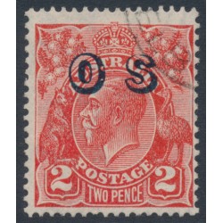 AUSTRALIA - 1932 2d golden scarlet KGV, CofA watermark, o/p OS, CTO – ACSC # 102A(OS)w