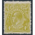 AUSTRALIA - 1924 4d olive KGV, single watermark, coarse mesh paper, MH – ACSC # 114Baa