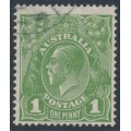 AUSTRALIA - 1931 1d pale green KGV, inverted CofA watermark, used – ACSC # 82Aa