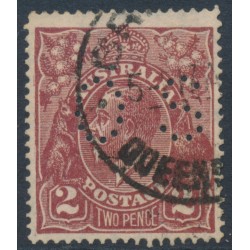 AUSTRALIA - 1927 2d red-brown KGV, SM watermark, p.14¼:14, perf. OS, used – ACSC # 98Aba