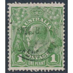 AUSTRALIA - 1926 1d green KGV, die II, SM watermark, p.13½:12½, used – ACSC # 81B(1)i