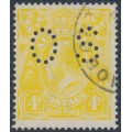 AUSTRALIA - 1916 4d lime-yellow KGV, single watermark, perf. OS, used – ACSC # 110Db