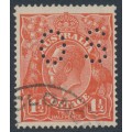 AUSTRALIA - 1924 1½d scarlet-orange KGV, single watermark, perf. OS, used – ACSC # 89Jba