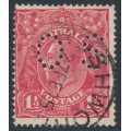 AUSTRALIA - 1924 1½d rose-red KGV, no watermark, perf. OS, used – ACSC # 90Cba