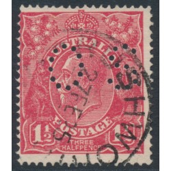 AUSTRALIA - 1924 1½d rose-red KGV, no watermark, perf. OS, used – ACSC # 90Cba