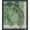 AUSTRALIA - 1932 1d green KGV, CofA watermark, misplaced OS & perfs., used – ACSC # 82B(OS)b+ca