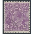 AUSTRALIA - 1930 4½d violet KGV, die II, SM wmk, perf. 13½:12½, CTO – ACSC # 121A 