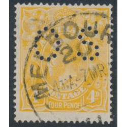 AUSTRALIA - 1917 4d pale orange-yellow KGV, perf. OS, used – ACSC # 110Eb