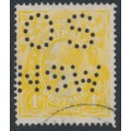 AUSTRALIA - 1916 4d lemon-yellow KGV, perf. OS NSW, used – ACSC # 110Cb