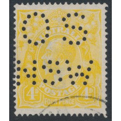 AUSTRALIA - 1916 4d lemon-yellow KGV, perf. OS NSW, used – ACSC # 110Cb