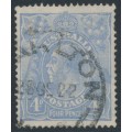 AUSTRALIA - 1922 4d blue KGV, ‘flaw in left wattles’ [2R59], used – ACSC # 112A(2)vf