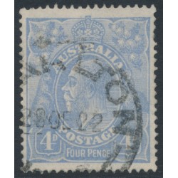 AUSTRALIA - 1922 4d blue KGV, ‘flaw in left wattles’ [2R59], used – ACSC # 112A(2)vf