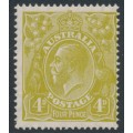 AUSTRALIA - 1927 4d greenish olive KGV, SM watermark, p.14¼:14, MH – ACSC # 115
