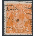 AUSTRALIA - 1920 2d orange KGV, single watermark, on thick paper, used – ACSC # 95A