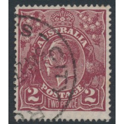 AUSTRALIA - 1927 2d brown KGV, SM wmk, p.14¼:14, 'break in frame' [16R36], used – ACSC # 98A