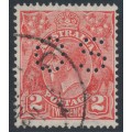 AUSTRALIA - 1933 2d red KGV Head, CofA watermark, perf. OS, used – ACSC # 103B