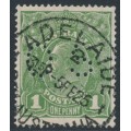 AUSTRALIA - 1924 1d pale green KGV, LM watermark, perf. OS, used – ACSC # 78b