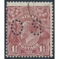 AUSTRALIA - 1930 1½d red-brown KGV, SM wmk, perf. 13½:12½, perf. OS, CTO – ACSC # 93Awa