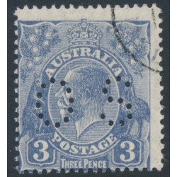 AUSTRALIA - 1929 3d blue KGV, SM wmk, perf. 13½:12½, perf. OS, CTO – ACSC # 108Awa