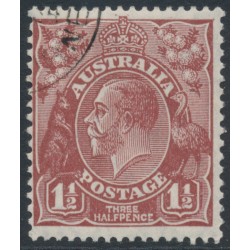 AUSTRALIA - 1930 1½d red-brown KGV, SM wmk, perf. 13½:12½, CTO – ACSC # 93w