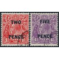 AUSTRALIA - 1930 2d on 1½d red & 5d on 4½d violet overprints set of 2, MNH – ACSC # 101Aw+125Aw