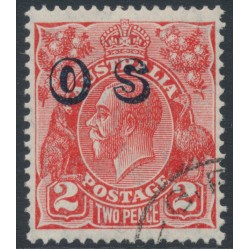 AUSTRALIA - 1932 2d red KGV, CofA watermark, o/p OS, CTO – ACSC # 102B(OS)w