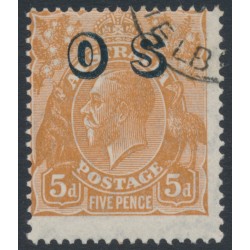 AUSTRALIA - 1932 5d brown KGV, CofA watermark, o/p OS, CTO – ACSC # 127A(OS)w