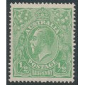AUSTRALIA - 1918 ½d bluish green KGV, LM watermark, MNH – ACSC # 65A
